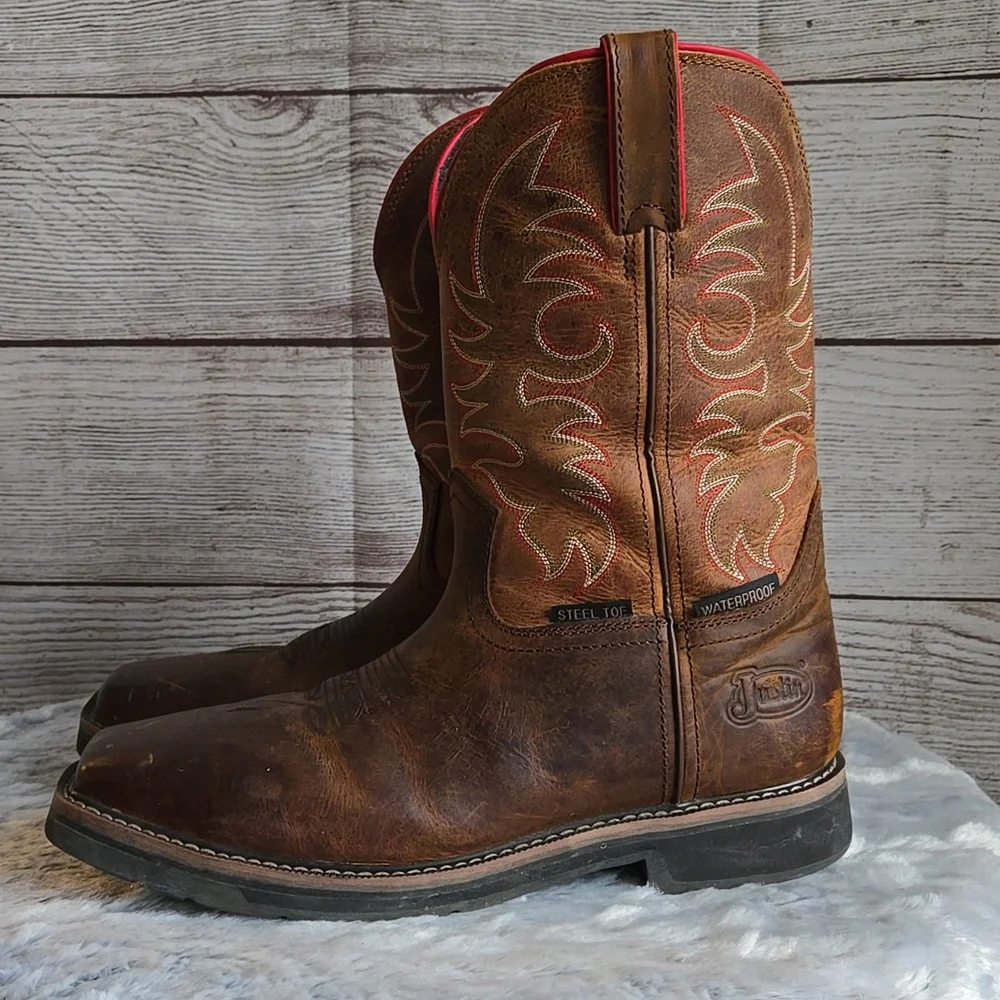 Justin Steeltoe Waterproof Boots, Mens Size 10.5EE